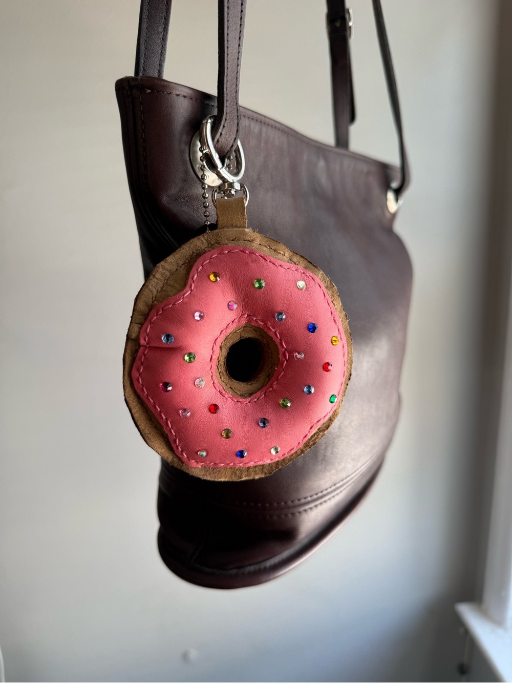 Leather Doughnut- Hand stitched
